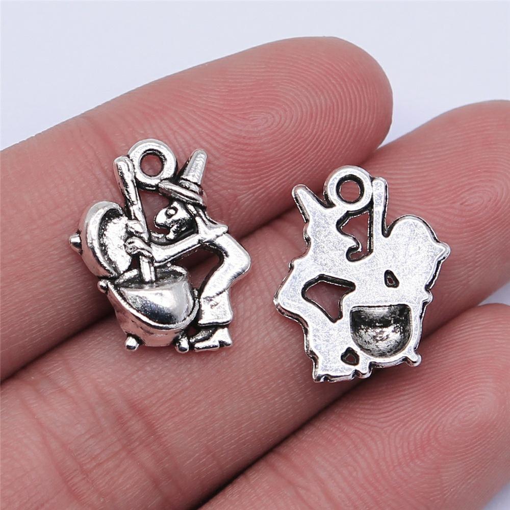 20 pièces Halloween Sorcière Sorcier Bronze Antique Argent Couleur Pendentifs Apprêts DIY Bijoux Tibétains