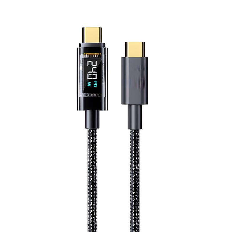 6A Transparent Type-C Data Cable, 100W Super Fast Charging, Compatible with Huawei, Xiaomi, and Apple Devices.