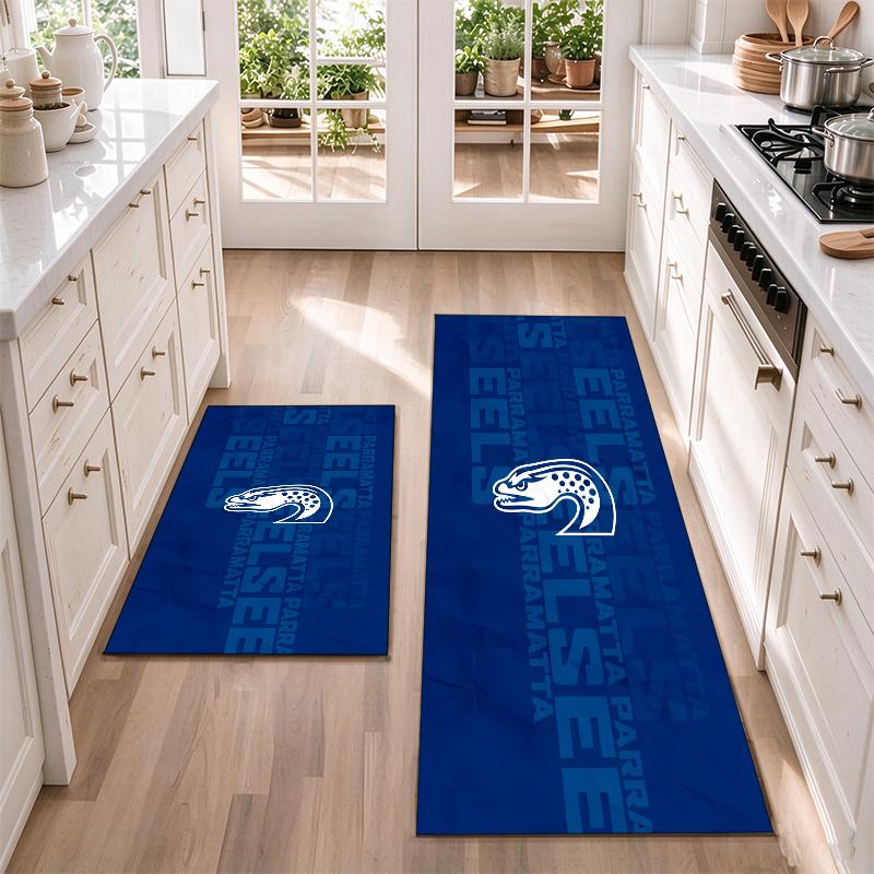 Parramatta Eels Flannel Kitchen Floor Mat – Non-Slip, Absorbent and Easy to Clean Suitable for Kitchens, Entryways Bedroomsand Bathrooms