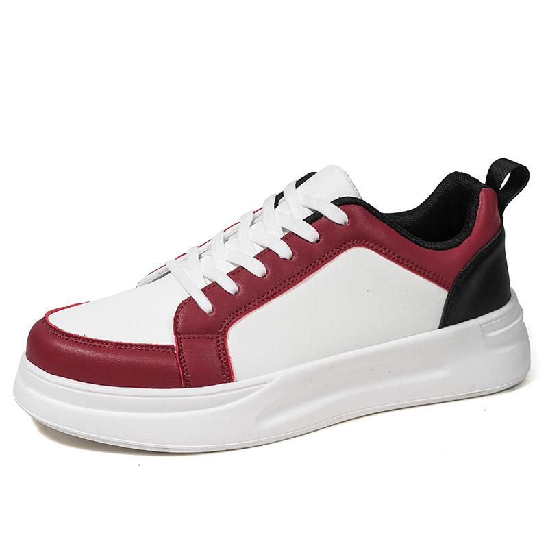 Unisex Lace Up Flat Bottomed Thick Sole Sports Shoes, Versatile, Mixed Color Leather Breathable Comfortable Casual Walking Shoes