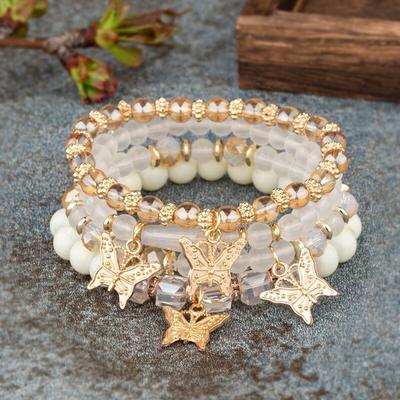 Nuevas Pulseras de Declaración de Mariposa con Cadena de Borlas y Cuentas Para Mujer Hombre Boho Amuleto Envolvente Brazaletes Set Joyería de Moda para Fiesta