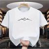 Unisex Summer Casual Loose Sports T-shirt, Mountain Pattern Print, Round Neck Short Sleeve, Fashion Daily Wear Top