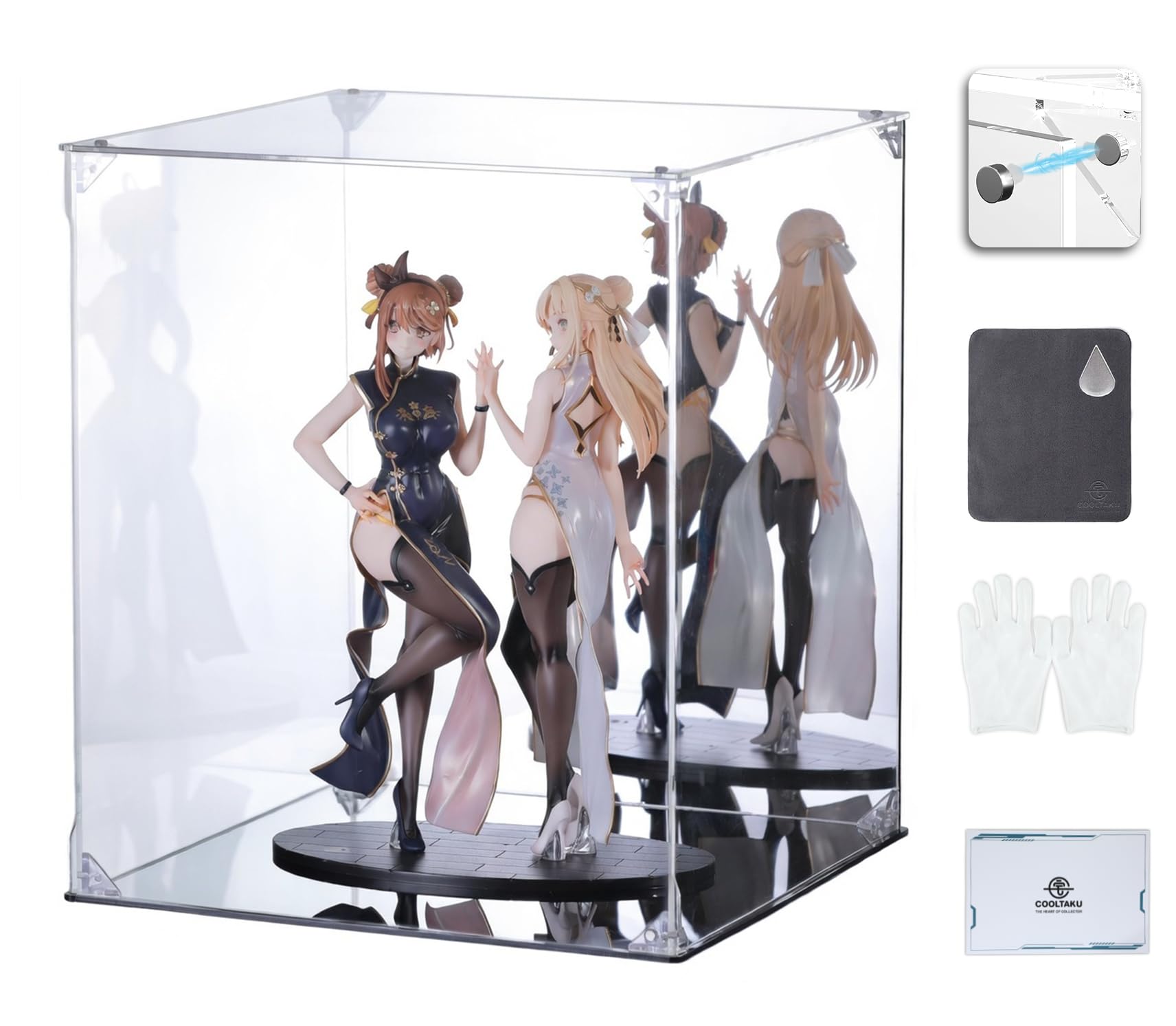 

COOLTAKU Figure UV Base Back Magnetic Front More Sturdy Collection Assembly Stain Gloves and Cleaning Cloth Interior Dimensions 30 x Depth 30 x Height