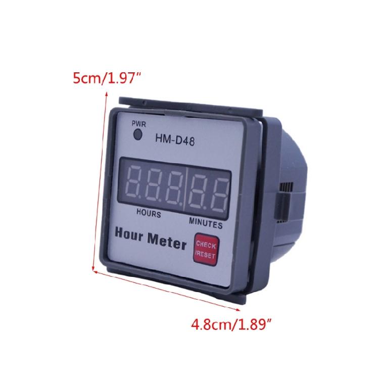 AC220V Hourmeter HM-D48 0‑999.99h Hour Meter Digital Hourmeter for Lawn Mower