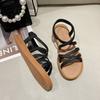 Upgraded New Roman Sandals Women's Flat-soled Elastic Band Soft-soled Summer Women's Cross-strapped Sandals