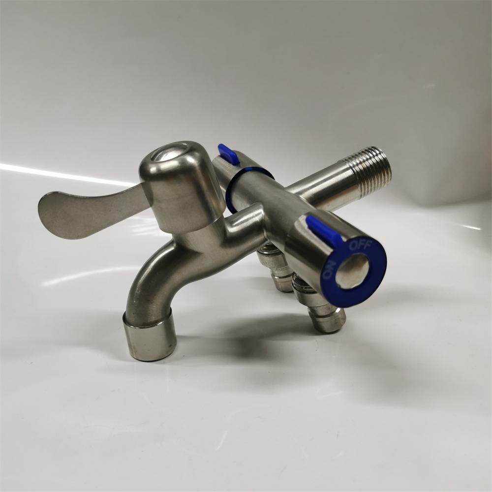 Stainless Steel Multi-function One Into Three Out Washing Machine Faucet Three Control Domestic Diverter Four-way Triangle Valve