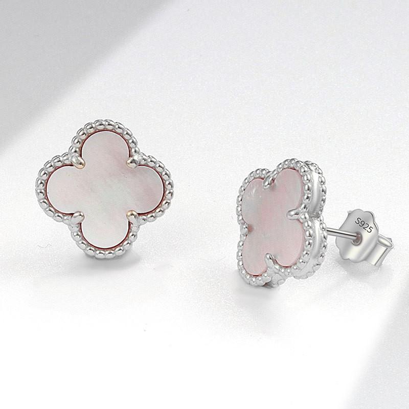 Womens Four Leaf Clover Earrings 18K Gold Plated Red Agate Luxury Fashion Jewelry