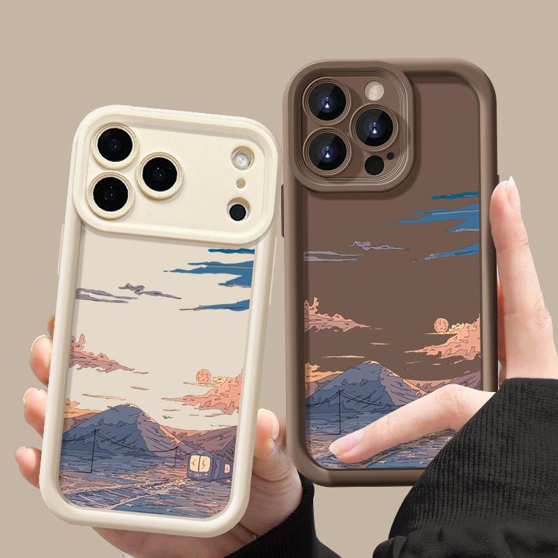 Mountain Train Pattern TPU Phone Case For iPhone Air 16e 17 16 15 14 Pro Max 13 12 Pro 15 16 Plus Shockproof Soft Silicone Cover