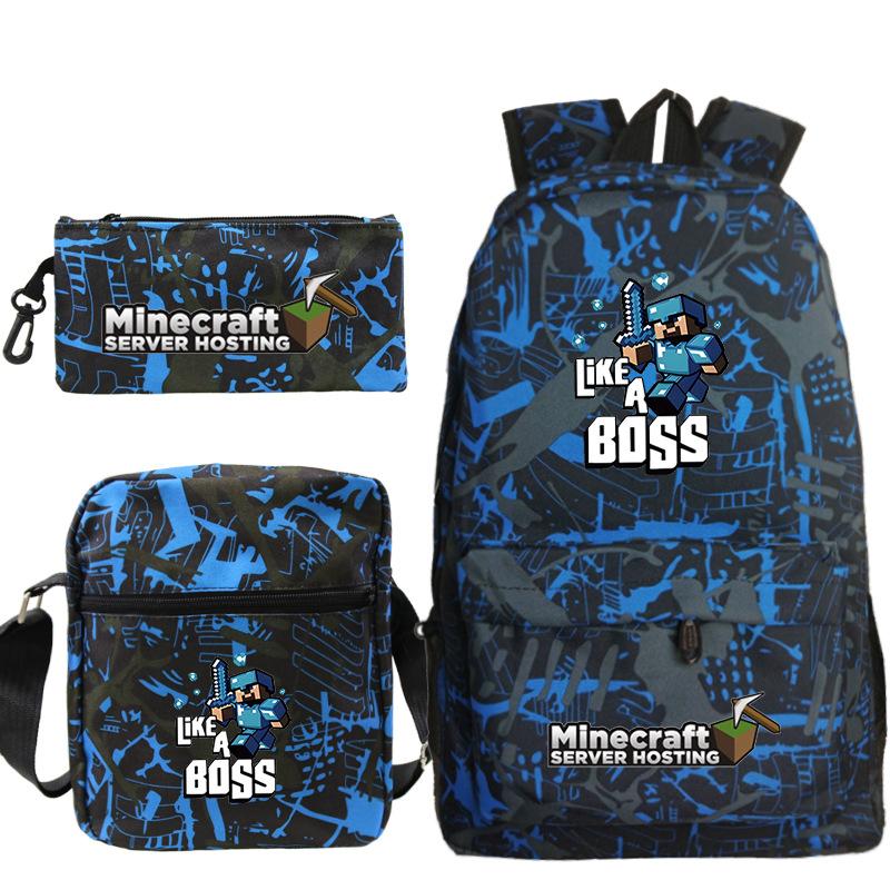 Game Merchandise Print Fashion Children'S Backpack Student Schoolbag Stationery Bag Messenger Bag Three-Piece Set