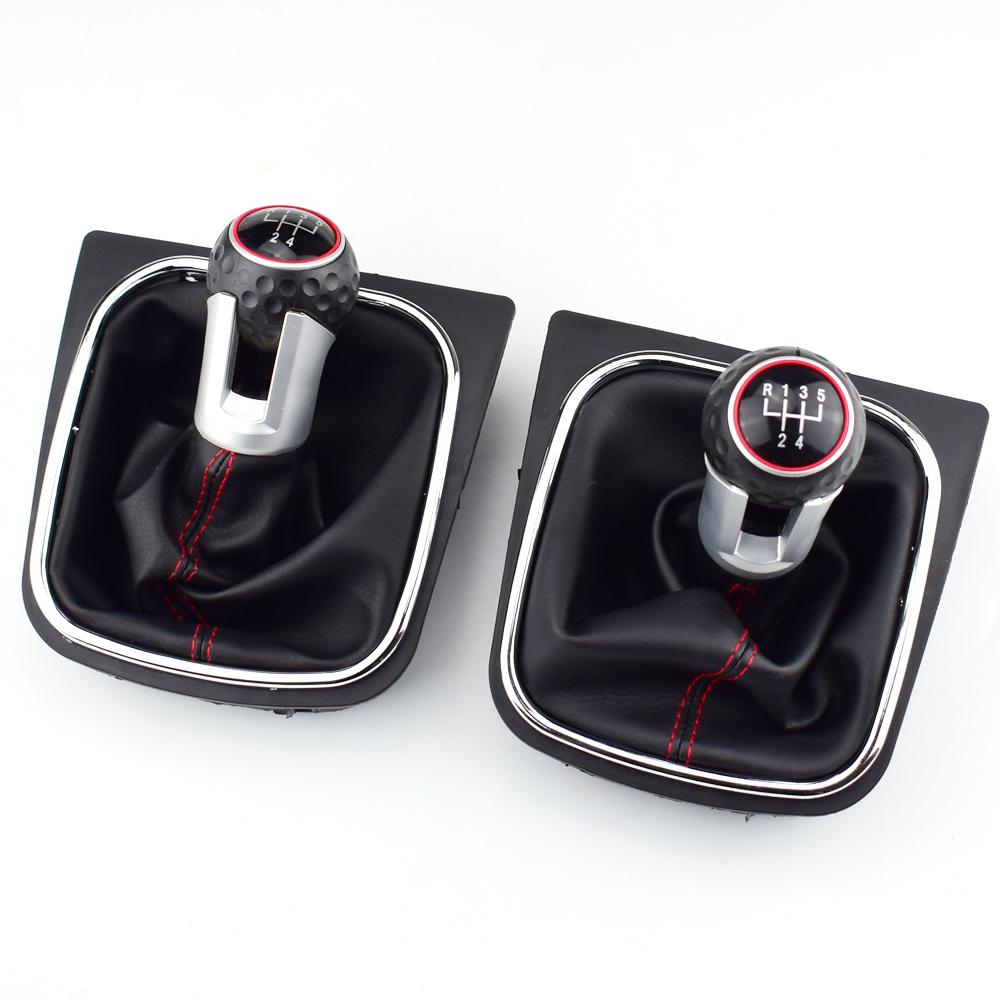 For VW Golf MK5 MK6 Golf 5 6 Rabbit Jetta MK6 2010 2011 - 2014 Styling 5 6 Speed Leather Car Gear Shift Knob Stick Dust Cover