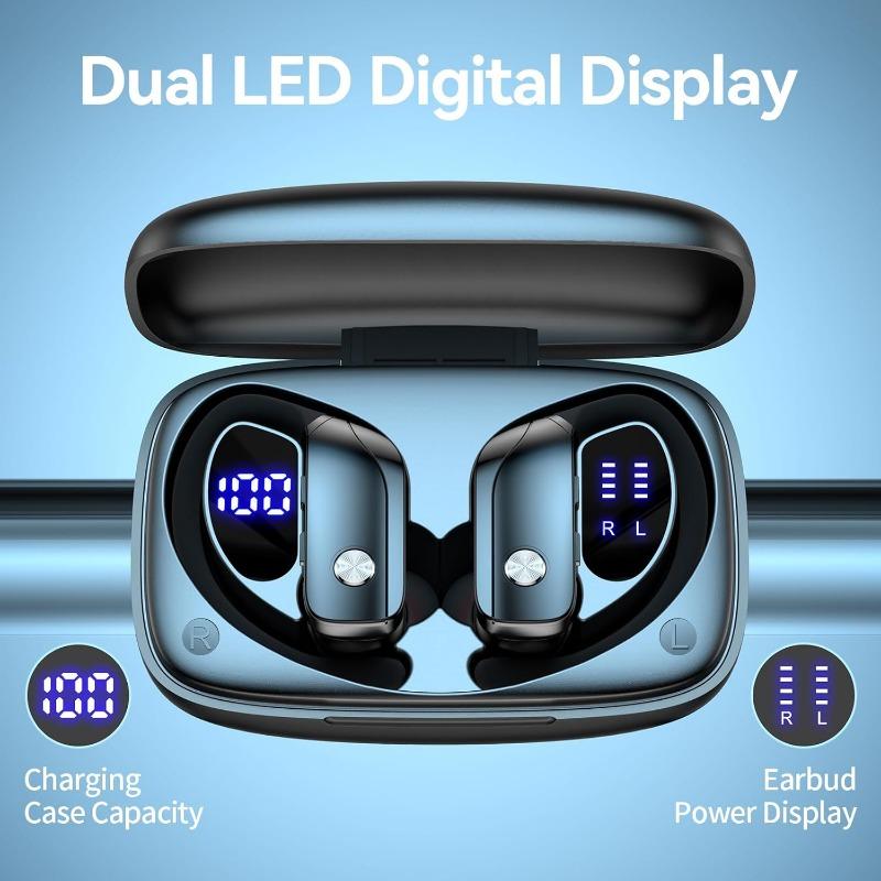 1PACK Wireless earbud-style Bluetooth headphones with LED display, featuring stereo sound effect Suitable for running exercises or fitness activities.