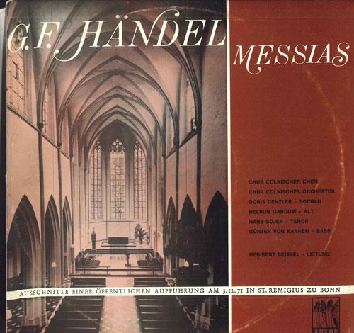 

LP Record HERIBERT BEISSEL, CHUR COLNISCHER C - Handel Messias AU30305 AULOS Germany Classical Used