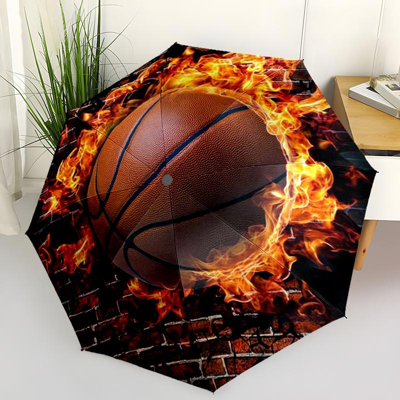 Sports Basketball King Folding Umbrella Auto-Open Design 8 Iron Ribs Plastic Handle Foldable Sunshade Perfect Christmas Gifts