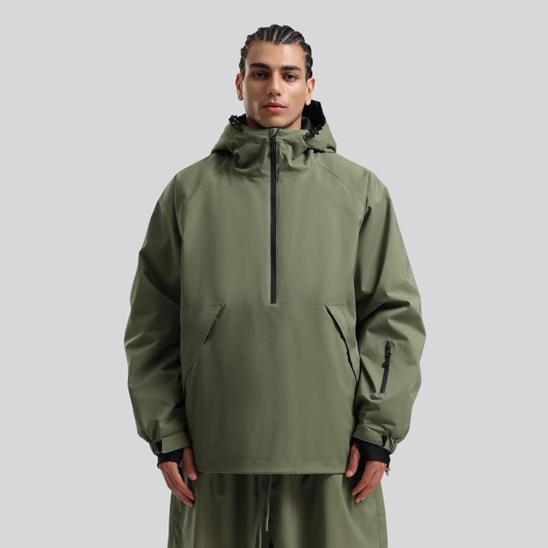 Men's and Women's Pullover Ski Jacket Snowboard Coat Waterproof Winter Baggy Snow Jackets with Hood Windproof Warm Insulation Outdoor Skiing Jackets