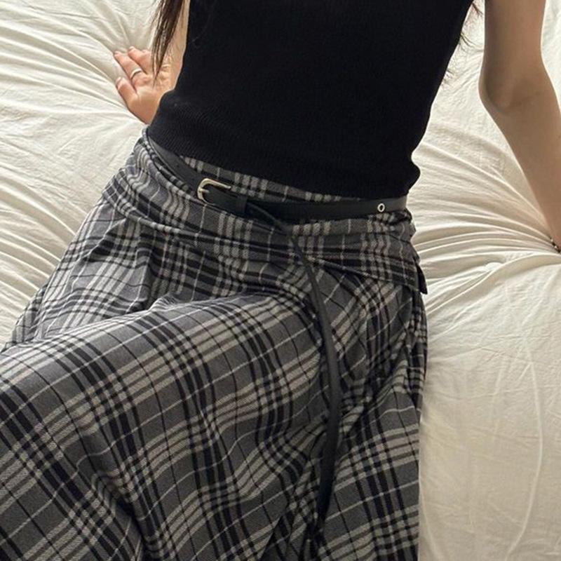 Y2K Summer Contrasting Checkered Irregular Women's Casual Slimming Skirt