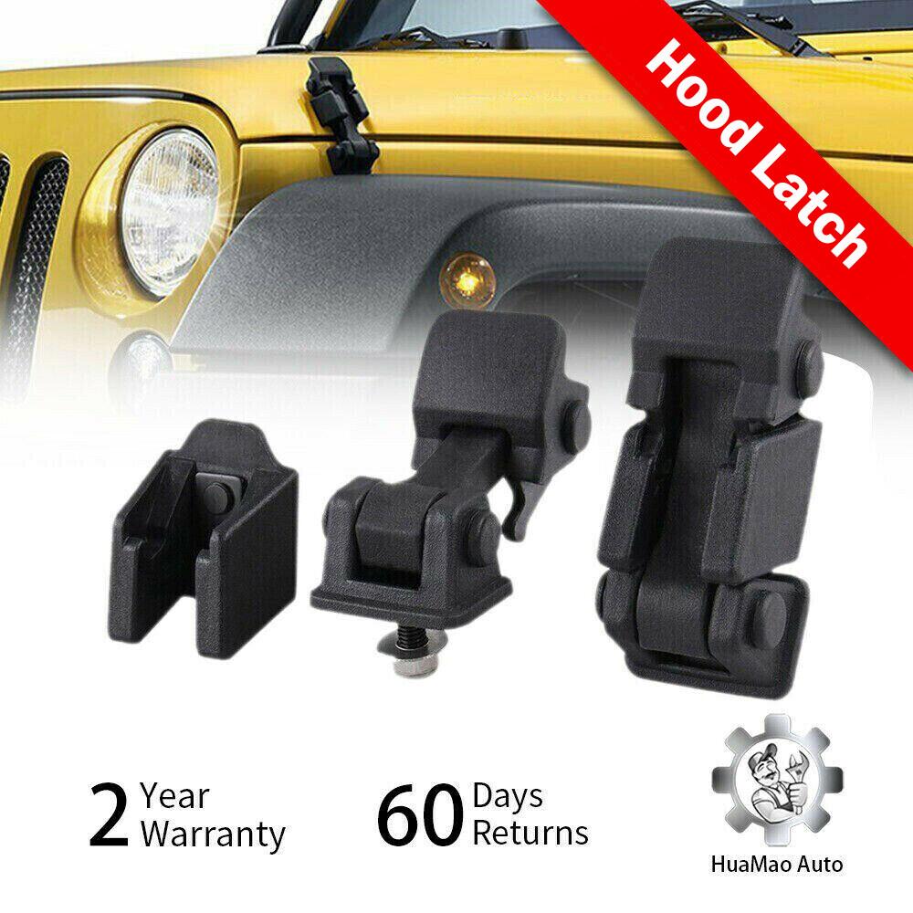 For Jeep Wrangler JK JKU Engine Hood Catch Lock Latch Buckle Brackets Kit Access ABS Hood latches