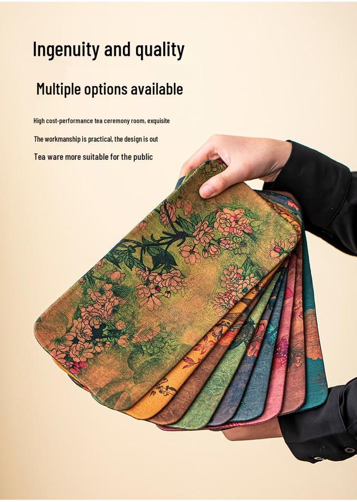 Xiangyunsha Chinese Zen Double-Sided Waterproof Tea Mat - Thickened Tablecloth for Dry Brew
