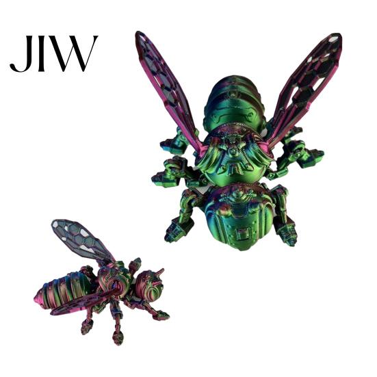 Robot Insect Decoration 3D Printed Mechanical Bee Figurine, Hornet Ornament with Movable Joints, Articulated Wasp Joints Model Fidget Toy, for