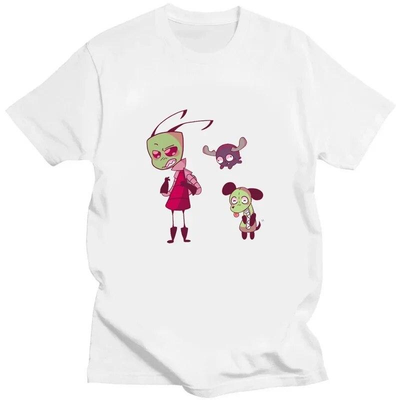 Kawaii Invader Zim Graphic TShirt Happy Hug Ready Zim Image Cute Cartoon T Shirt Unisex Women Retro T Shirt Oversized T Shirt