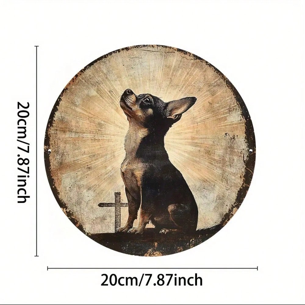 

Vintage Round Tin Sign Metal Wall Art for Man Cave Bar Decor Dog Lovers Gift різнокольоровий