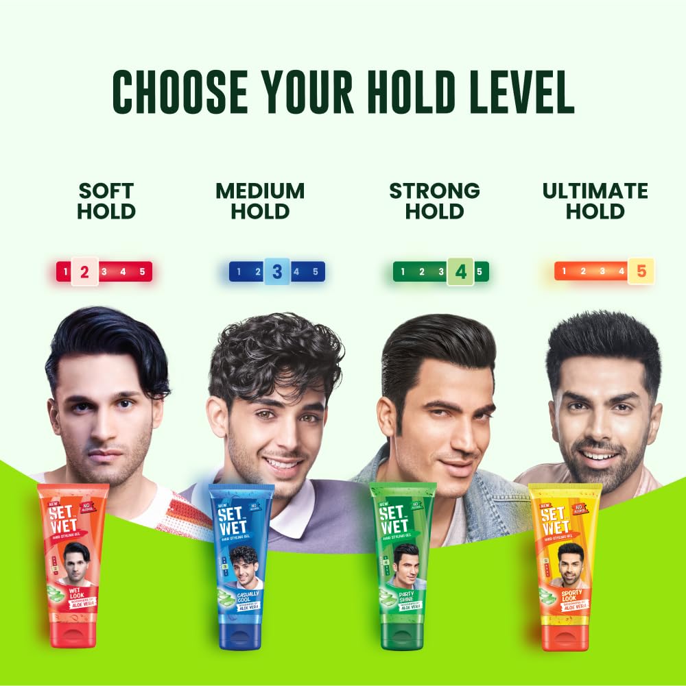 Set Wet Hair Gel for Men Party Shine 100gm Strong Hold High Shine Daily Styling Gel