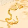 European & American INS Style Geometric Curve Stainless Steel C-Shaped Open Bangle Women's Jewelry.