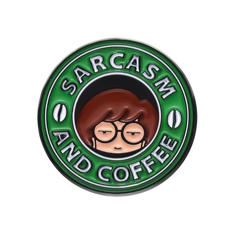 Brooch Alloy Trendy Pin With Charming English Letter Design Inspired By Coffee Cups For Enthusiasts Fashion