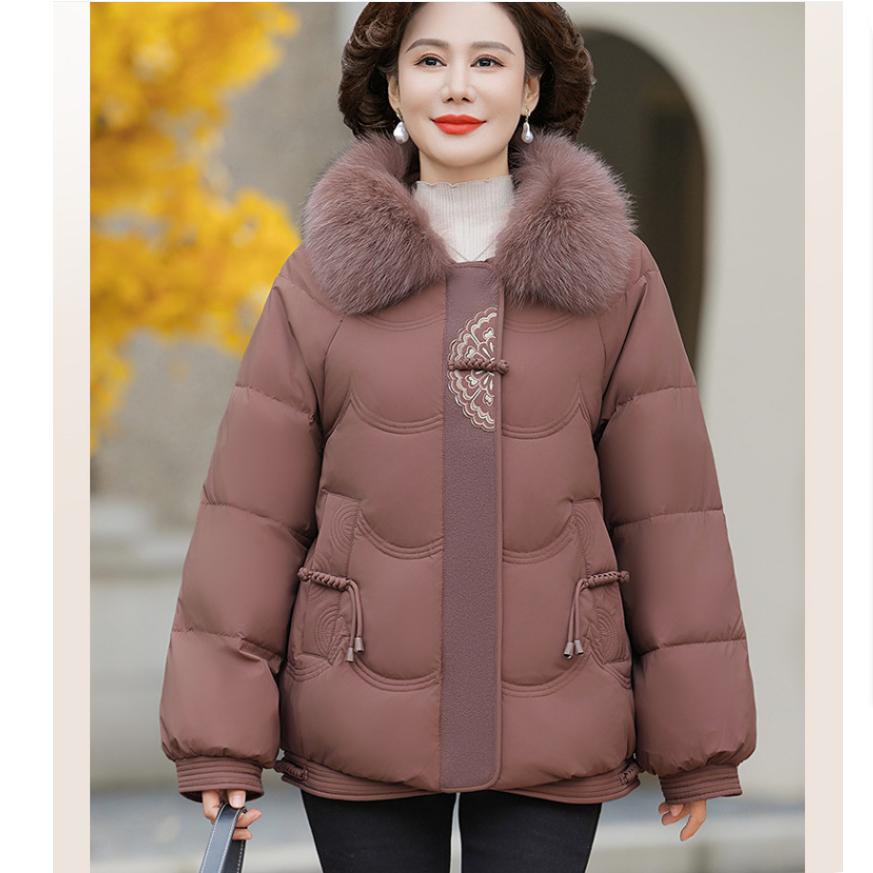 Winter Down Padded Jacket, National Style, Middle-aged and Elderly Women's Autumn and Winter Jacket, Small Padded Jacket