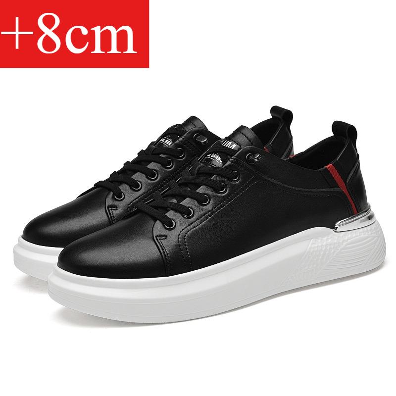 

2026 Men s Leather Sneakers Elevator Shoes Invisible Breathable Heightening Shoes 6/8cm Men s Casual Fashi Sneakers 37