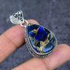 Natural Copper Blue Turquoise 925 Sterling Silver Jewelry Pendant 1.97" ET-4792