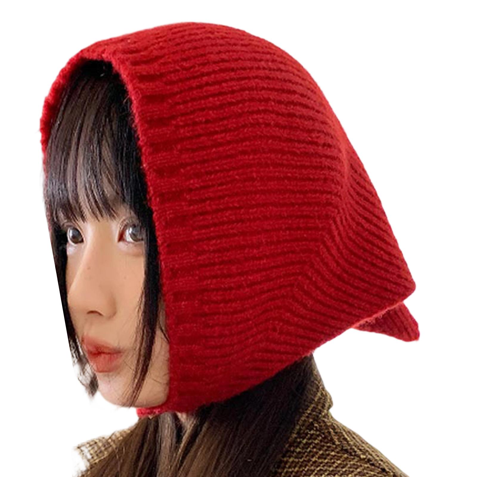 

Knitted Triangle Scarf Winter Warm Head Cover Scarf For Women Men Unisex Fashion Accessory червоний