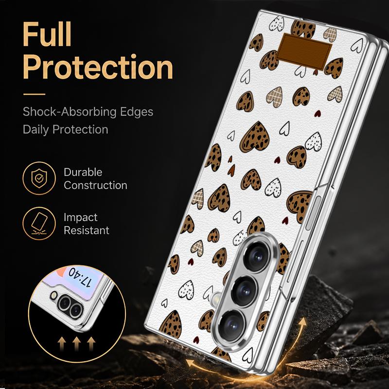 INS Heart Sticker Collage Case For Samsung Z Fold 8 Ultra 7 6 5 Luxury Plating Leather Skin Hard Phone Cover For Galaxy Z Fold8 Fold7 Fold6