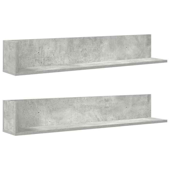 VidaXL Étagères murales 2 pcs gris béton 100x16,5x16,5 cm, étagère flottante, étagère suspendue, étagère murale d'angle, 860043