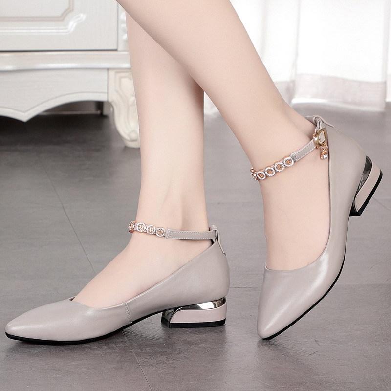 Fashion Genuine Leather High Heel Shoes Red Wedding Pumps Women Shoes Pointed Toe Rhinestone High Heel Shoes Ladies Elegant Office Shoe