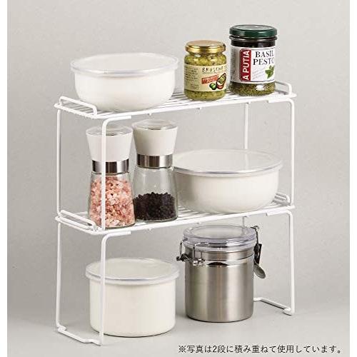 Pearl Metal Kitchen Rack, White, 33.5cm Wide, Slim Stackable Shelves, Blanc Kitchen, HB-4447