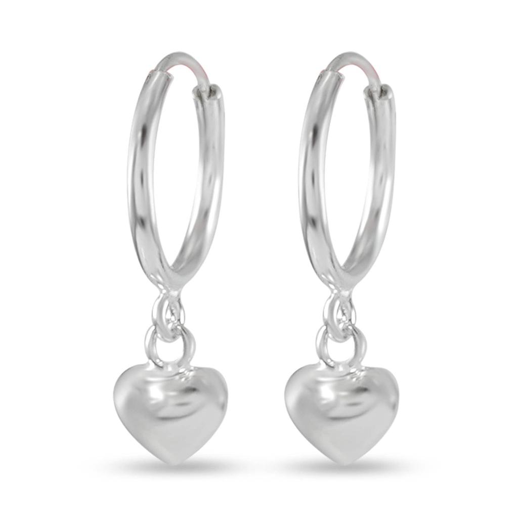 Sterling Silver Heart Hoop Earrings: Handmade Heart Hoops (14 MM)
