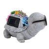 Solar Powered Turtle Statue Resin Water Proof Turtle Figurine LED Light Decorative Ornament for Outside Yard Lawn Patio