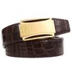Men's top grain leather belt with durable stainless steel automatic buckle