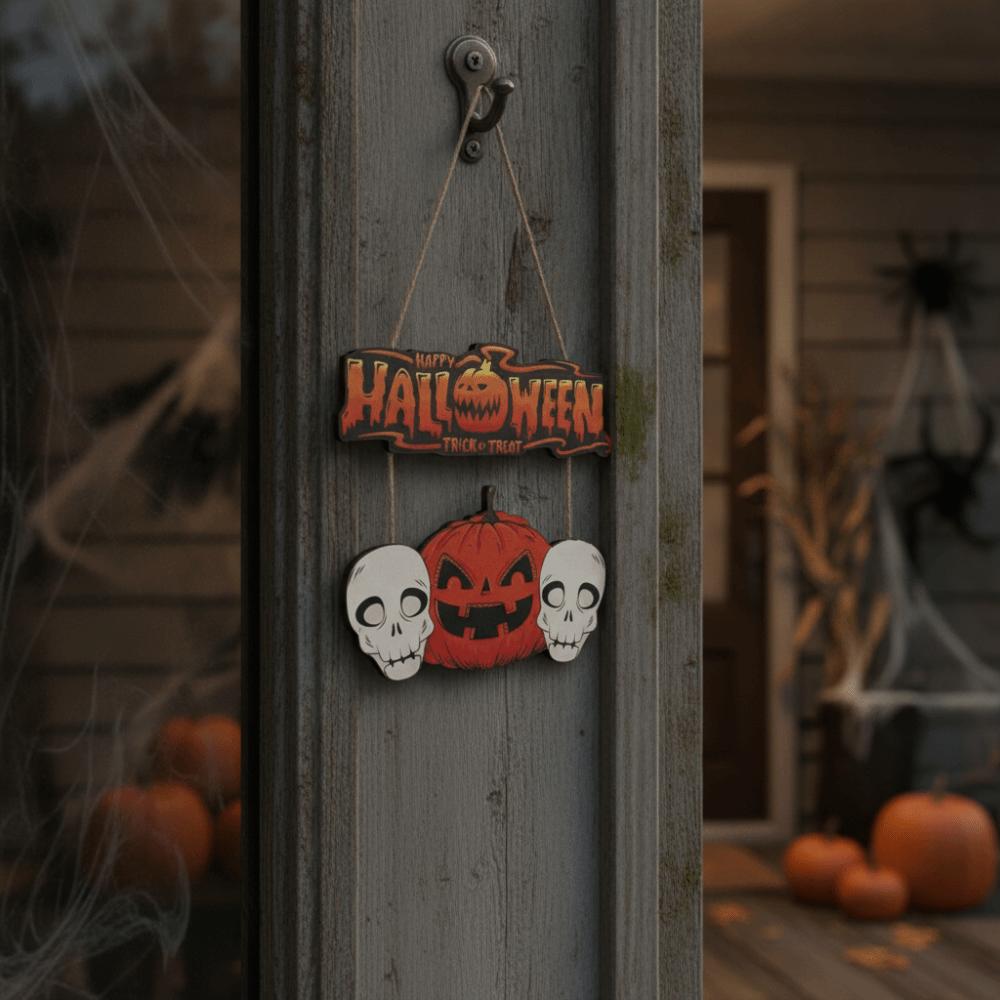 Cartoon Halloween Ghost Door Sign Wooden Door Hanging Haunted House Hanging Door Plate Farmhouse