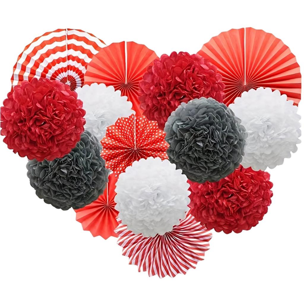 Round Paper Flower Fans And Balls Set For Wedding Party Decor Eco-Friendly Multicolor Visual Effect