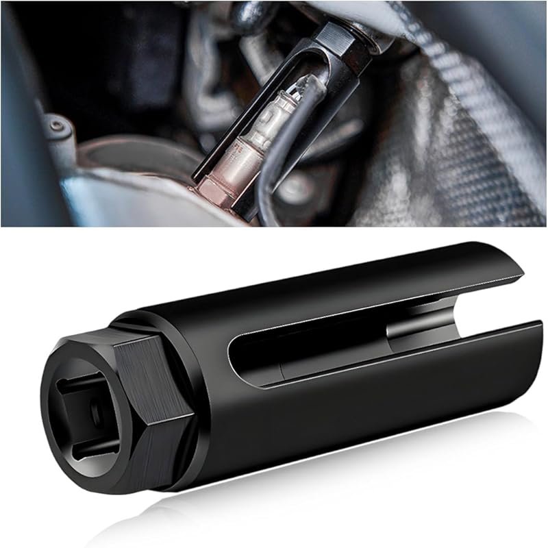 1/2" Drive By 7/8" 6-Point Chrome Vanadium Steel O2 Sensor Socket, Offset Oxygen Sensor Socket For Vehicle O2 Removal Tallation (Large Opening)