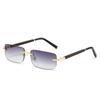 Rimless Sunglasses Women Men Vintage Rectangle Wood Sun Glasses UV400 Driving Eyewear Frameless Gradient Square Shades
