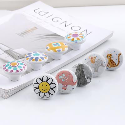 Wardrobe Pulls Ceramic Door Handles with Screw Cupboard Animal Furniture Handles Decoration Flowers Cabinets Drawers Knobs