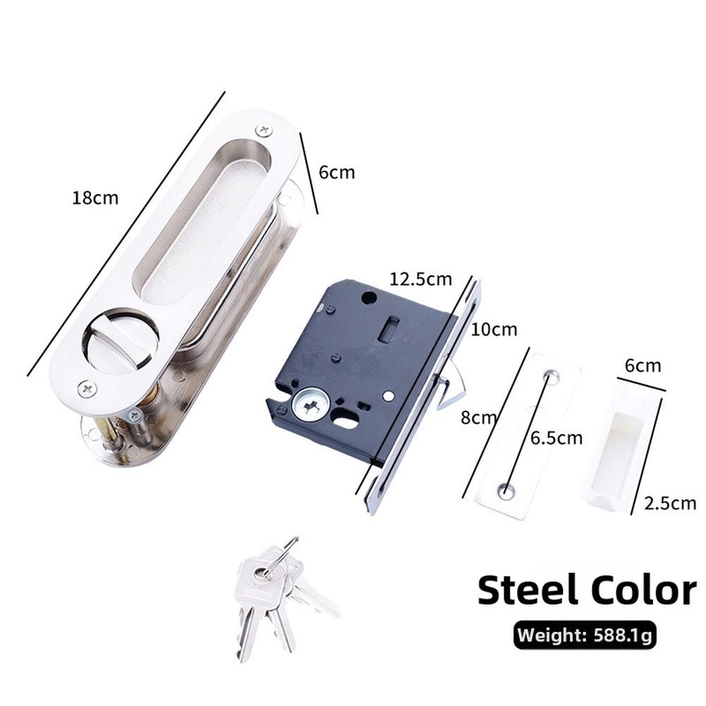 Sliding Door Lock with Three Keys for Wooden Sliding Doors Featuring Seamless Concealed Handle and Slip Resistance