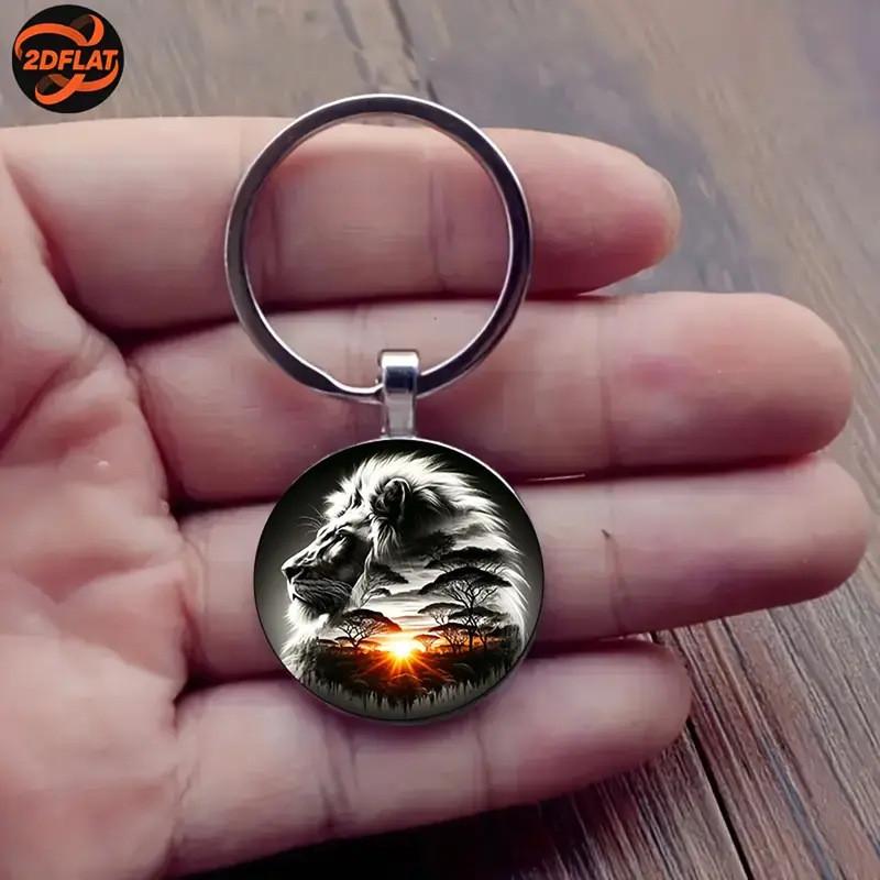 Lion Pattern Keychain With Silver Finish For Holiday Gifts