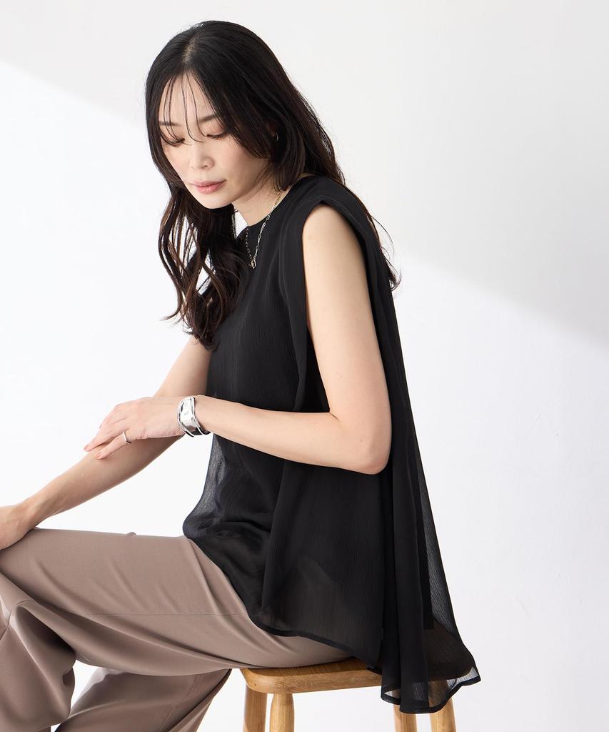 AC by Alpha Cubic Sheer Tuck Tunic Black Women's Top, 351651,