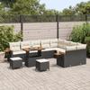 Ensemble de canapé jardin 12 pièces avec coussins noir rotin poly acacia, Ensemble de salle à manger jardin 3 pièces 3363215
