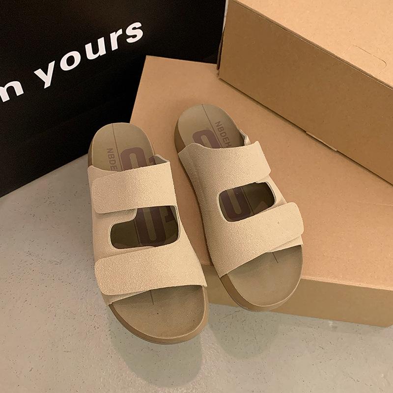 Sandali da Donna in Vera Pelle Ciabatte da Donna Estive Scarpe Casual da Esterno per Spiaggia Durevoli Antiscivolo Scarpe di Lusso