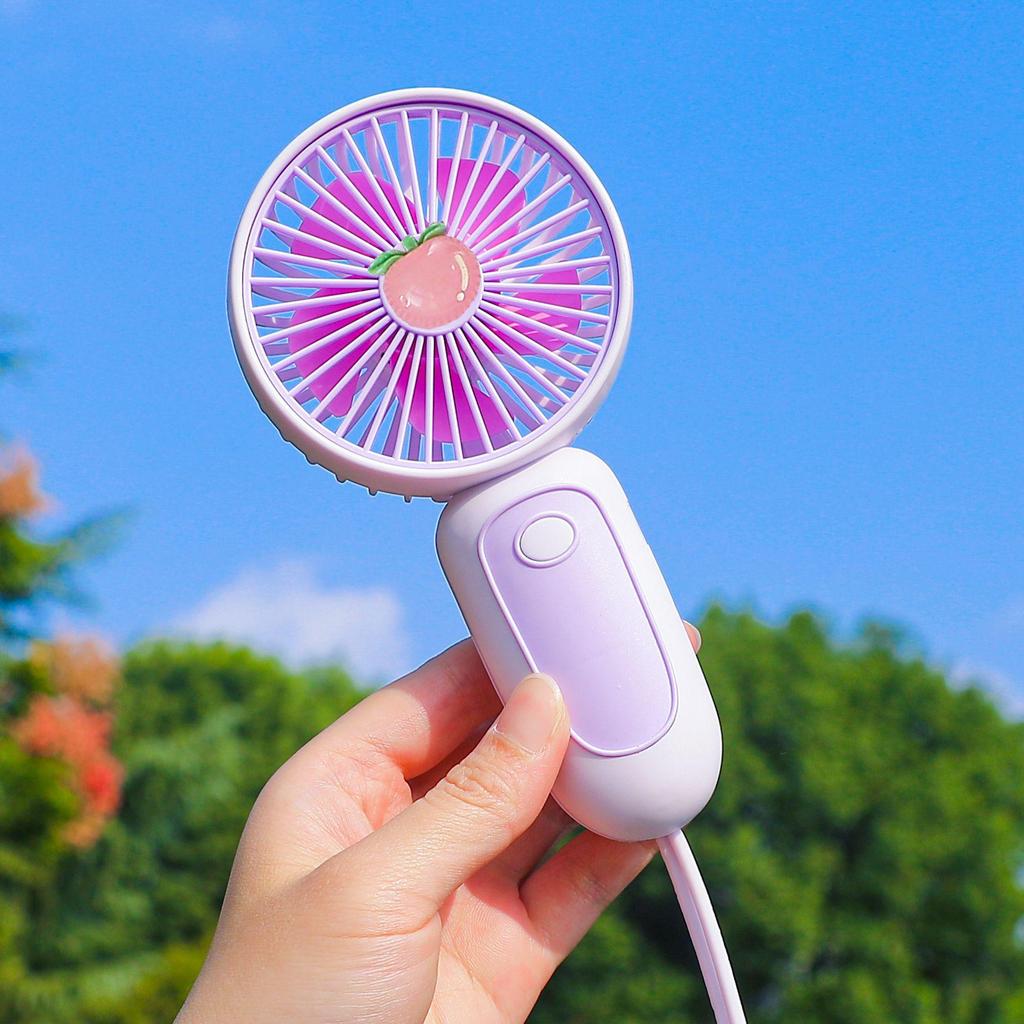 2026 USB Rechargeable Compact Handheld Lanyard Fan - Fresh Style & Portable Gift