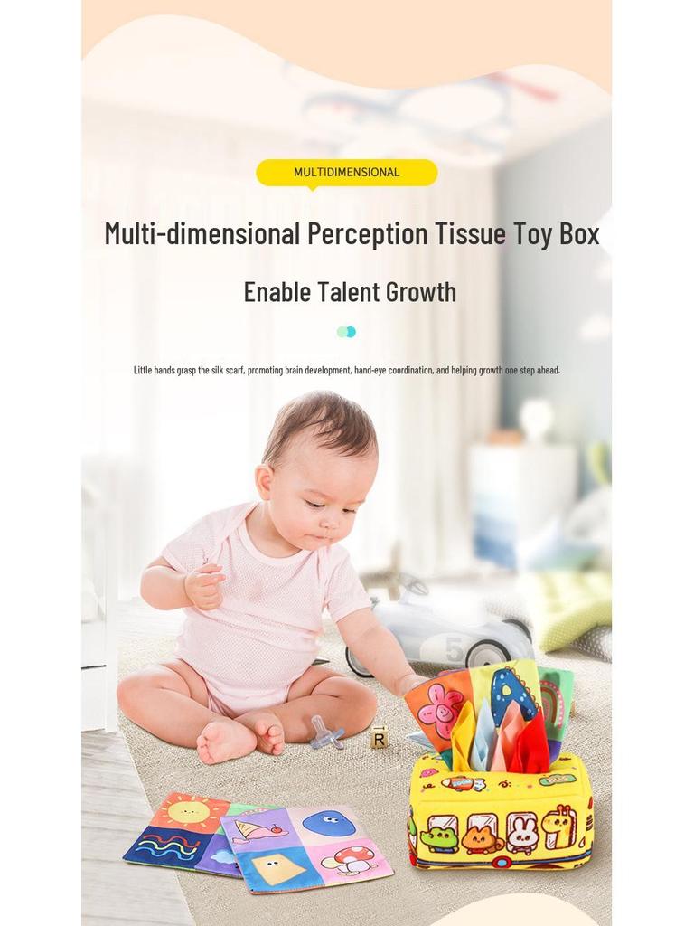 Washable Tear-Proof Crinkle Paper Toy for Infants - Soothing Tissue Box & Cloth Book